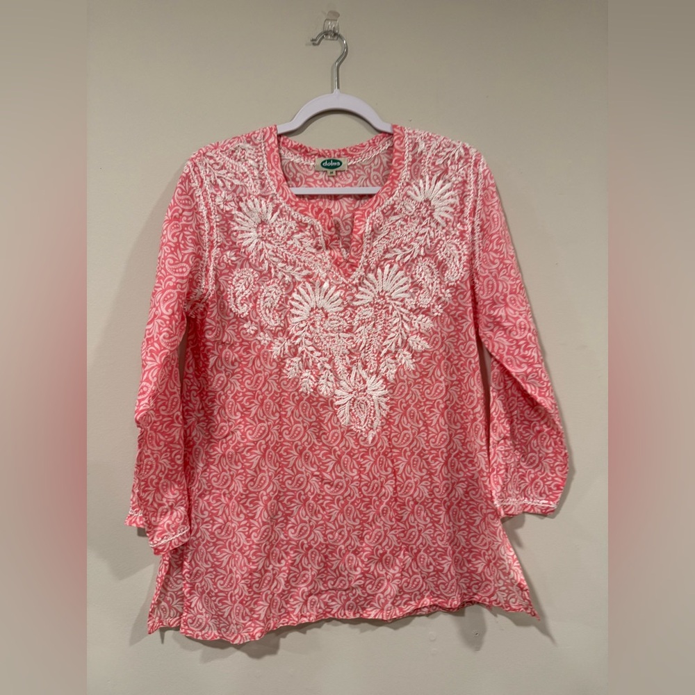 Dolman Pink Embroidered  Embellished Tunic Size Medium 2407 - Picture 6 of 13